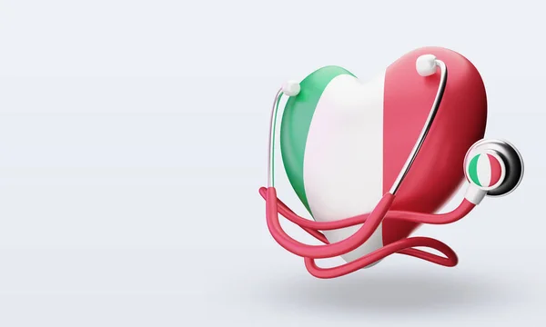Światowy Dzień Zdrowia Włochy Flaga Renderowania Prawy Widok — Zdjęcie stockowe