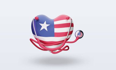 3D Dünya Sağlık Günü Liberya bayrağı cephe görüşü sunuyor