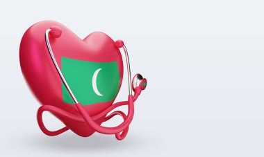 3d Dünya Sağlık Günü Maldivler bayrağı sol görüşü yansıtıyor