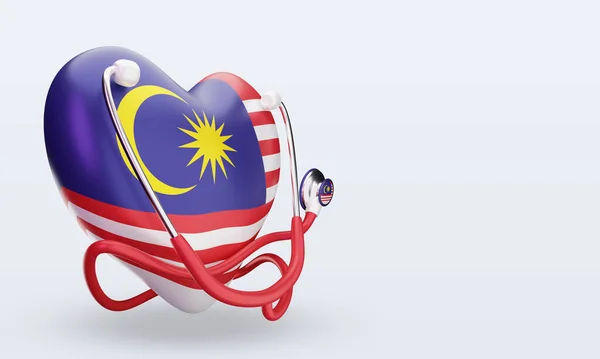 Świat Zdrowie Dzień Malezja Flaga Renderowania Lewo Widok — Zdjęcie stockowe