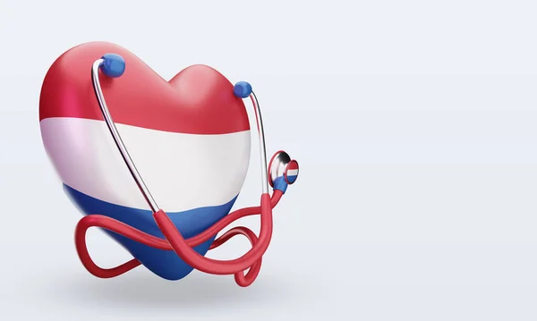 Παγκόσμια Ημέρα Υγείας Ολλανδική Σημαία Καθιστώντας Αριστερή Άποψη — Φωτογραφία Αρχείου