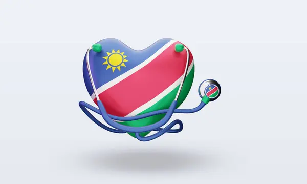 Giornata Mondiale Della Salute Namibia Bandiera Rendering Vista Frontale — Foto Stock