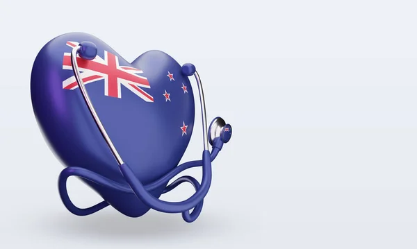 Día Mundial Salud Nueva Zelanda Bandera Representación Vista Izquierda —  Fotos de Stock
