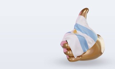 3D başparmak Arjantin bayrağı sağa dönük