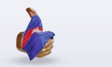 3d başparmak Kamboçya bayrağı sol görünümü yansıtıyor