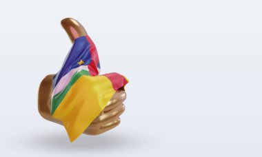 3D başparmak Orta Afrika Cumhuriyeti bayrağı sol görüşü yansıtıyor