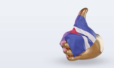 3D başparmak Küba bayrağı görüntüleme sağ görünüm