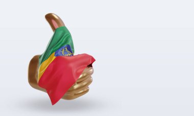 3d başparmak Etiyopya bayrağı sol görünümü görüntülüyor