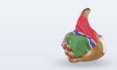 3d başparmak Gambiya bayrağı sağ görünümü görüntülüyor
