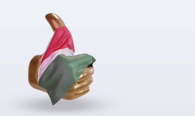 3d başparmak Macaristan bayrağı sol görünümü yansıtıyor