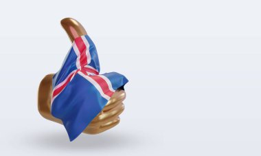 3d başparmak İzlanda bayrağı sol görünümü