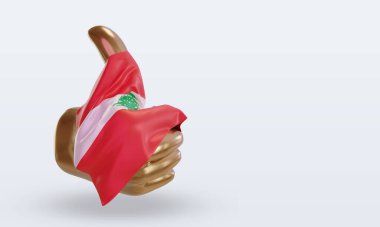 3d başparmak Lübnan bayrağı sol görünümü yansıtıyor