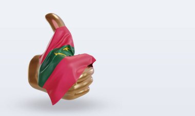 3d başparmak Moritanya bayrağı sol görünümü yansıtıyor