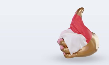 3d başparmak Monako bayrağı görüntüleme sağ görünüm