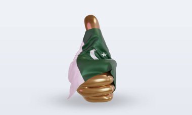 3D başparmak Pakistan bayrağı ön görünüm oluşturma