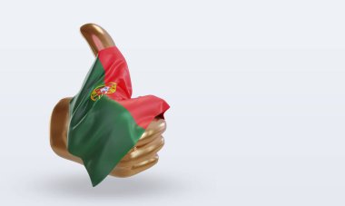 3d başparmak Portekiz bayrağı sol görünümü yansıtıyor
