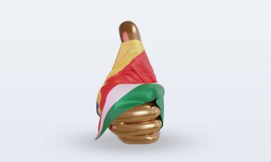 3d başparmak Seyşeller bayrak oluşturma ön görünüm