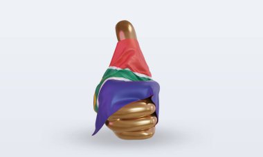 3D başparmak Güney Afrika bayrağı ön görünüm oluşturur