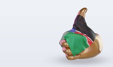 3D başparmak Güney Sudan bayrağı görüntüleme sağ görünüm