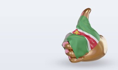 3d başparmak Bayrak görüntüleme sağ görünüm Surinam