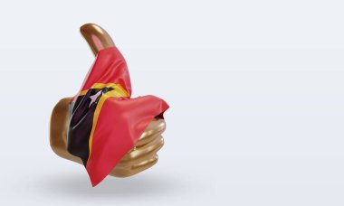 3d başparmak Timor Leste bayrağı sol görünümü yansıtıyor