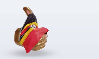 3d başparmak Uganda bayrağı sol görünümü görüntülüyor