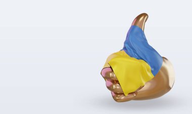 3d başparmak Ukrayna bayrağı sağ görünüm