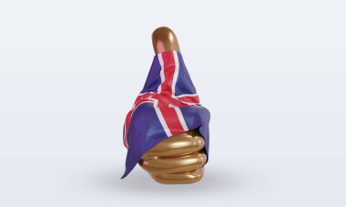 3d başparmak Birleşik Krallık bayrağı ön görünüm oluşturma