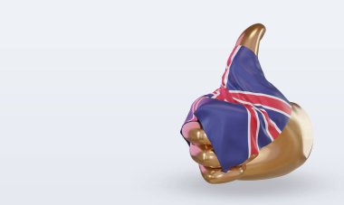 3d başparmak Birleşik Krallık bayrağı sağ görünüm görüntüleme