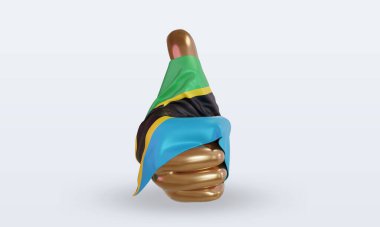 3d başparmak Tanzanya bayrağı ön görünüm oluşturma