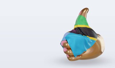 3d başparmak Tanzanya bayrağı sağ görünüm