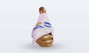 3d başparmak Uruguay bayrağı ön görünüm oluşturma