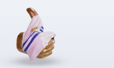 3d başparmak Uruguay bayrağı sol görünümü yansıtıyor