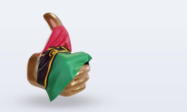 3d başparmak Vanuatu bayrağı sol görünümü görüntülüyor