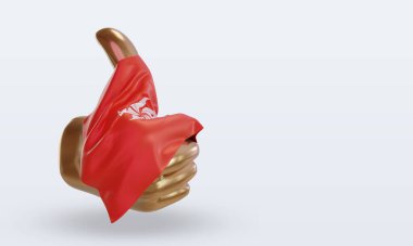 3d başparmak Hong Kong bayrağı sol görünümü görüntülüyor