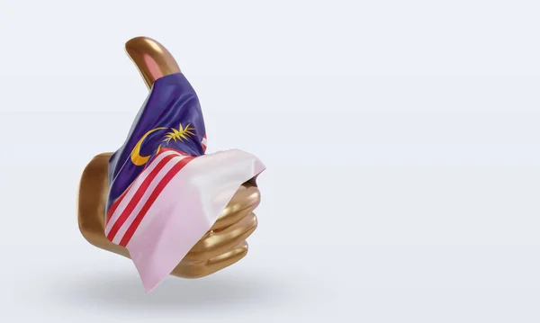 Kciuk Malezja Flaga Renderowania Widok Lewo — Zdjęcie stockowe