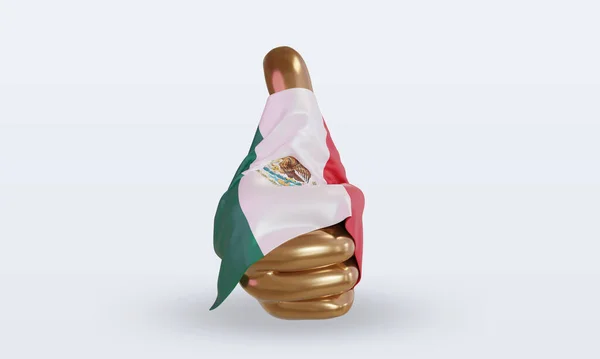 Hüvelykujj Mexikó Zászló Rendering Elölnézet — Stock Fotó