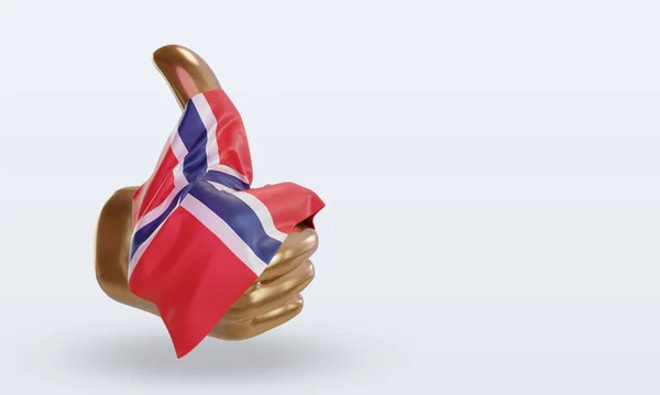 Pulgar Bandera Noruega Representación Vista Izquierda — Foto de Stock