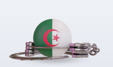 3D kelepçe Cezayir bayrağı ön görünüm oluşturma