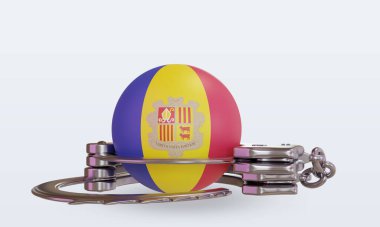 3D kelepçe Andorra bayrağı ön görünüm oluşturma