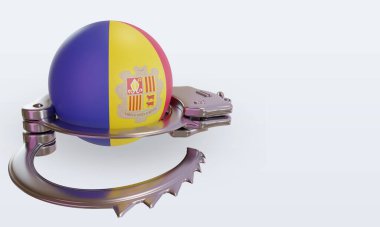 3D kelepçe Andorra bayrağı sol görüşü yansıtıyor