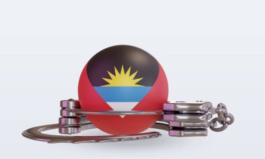 3D kelepçe Antigua ve Barbuda bayrağı ön görünüm