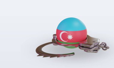 3D kelepçe Azerbaycan bayrağı doğru görünüm veriyor