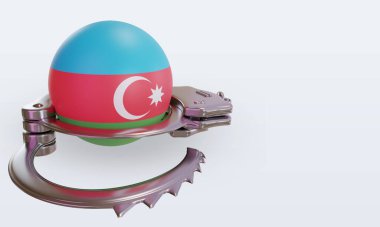 3D kelepçe Azerbaycan bayrağı sol görüşü yansıtıyor