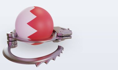 3D kelepçe Bahreyn bayrağı sol görünümü yansıtıyor