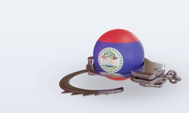3d kelepçe Belize bayrak rendeleme sağ görünüm