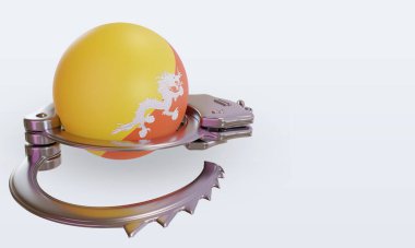Bhutan bayrağını sol görüşe kelepçeleyen 3d