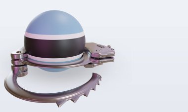 3D kelepçe Botswana bayrağı sol görünümü yansıtıyor