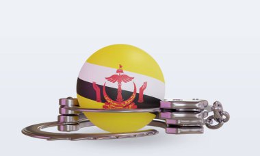 Brunei Darussalam bayrağını 3D kelepçeleyin.