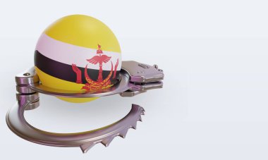 3 boyutlu kelepçe Brunei Darussalam bayrağı sol görüşü yansıtıyor